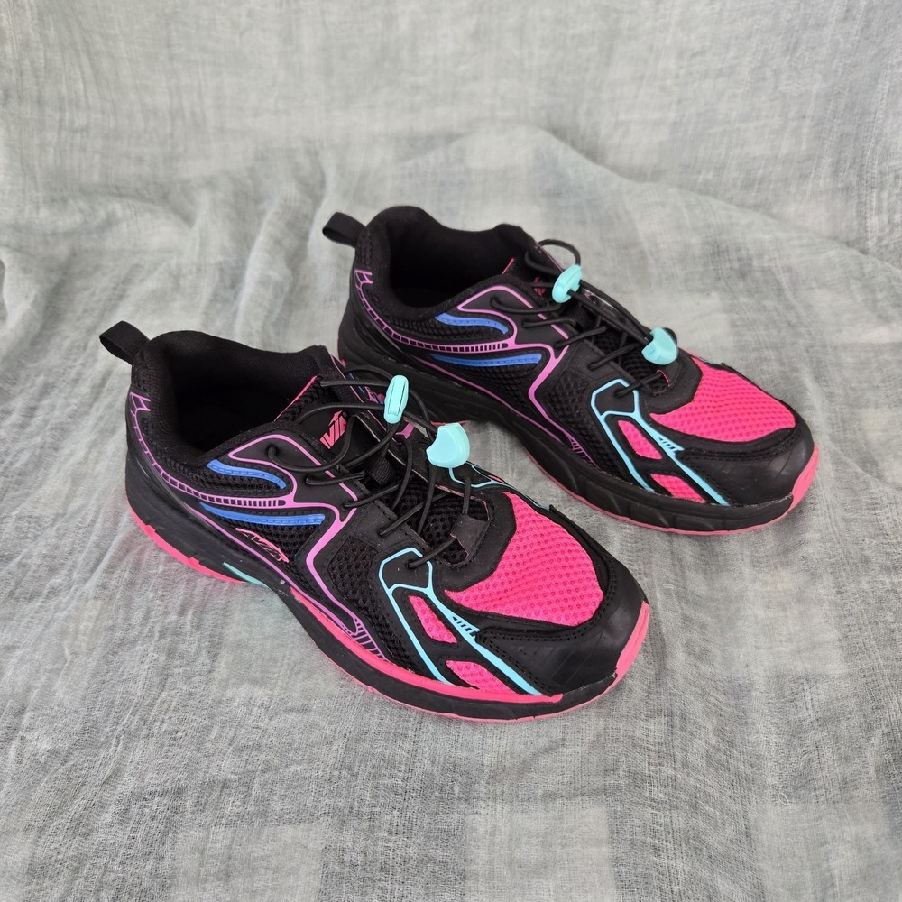 AVIA Girl's Running Sneakers Bungee Laces Size 4 Vibrant Colors * Wear to Heels*